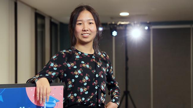 Pictured in Sydney at a special event celebrating the 2020 HSC First in Course recipients is Sariena Ye who topped Physics and Chemistry. Picture: Richard Dobson