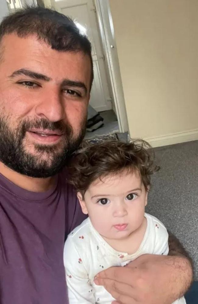 Halmat Osman has been forced to live in a hotel room with his wife and one-year-old daughter. Picture: The Sun