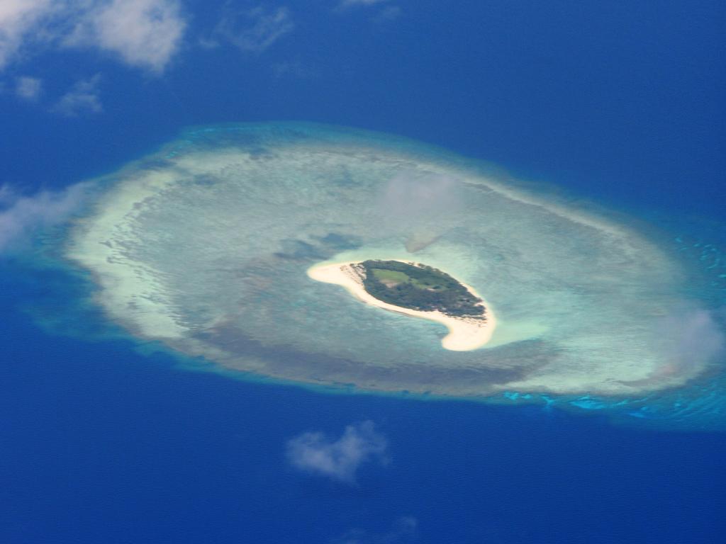 This aerial file photo shows a reef in the disputed Spratly islands on the South China Sea. Picture: Supplied