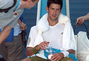 Novak Djokovic ... suffering heat stress. Associated Press