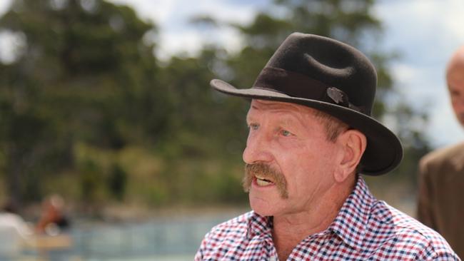 Break O'Day mayor Mick Tucker speaks to the media at Triabunna on Tuesday, February 6, 2024.