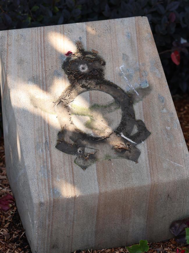 War memorial plaques were stolen from the Bruce Short Memorial Garden. Picture: Rohan Kelly