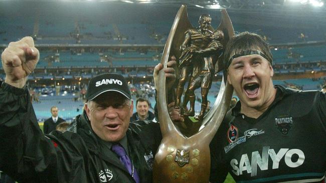 Coach John Lang and son Martin won the 2003 premiership together at Penrith … now Ivan and Nathan Cleary could do the same 17-years later.