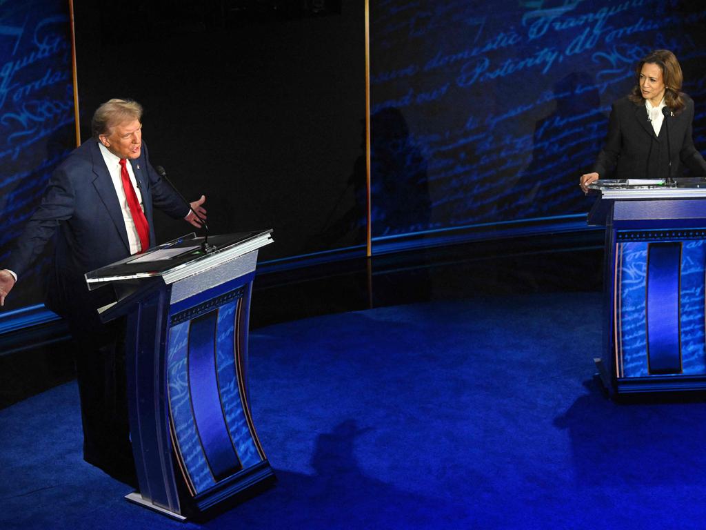 Former US President and Republican presidential candidate Donald Trump speaks during a presidential debate with US Vice President and Democratic presidential candidate Kamala Harris. Picture: AFP