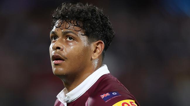 ADELAIDE, AUSTRALIA - MAY 31: Selwyn Cobbo of the Maroons looks on during game one of the 2023 State of Origin series between the Queensland Maroons and New South Wales Blues at Adelaide Oval on May 31, 2023 in Adelaide, Australia. (Photo by Mark Kolbe/Getty Images)