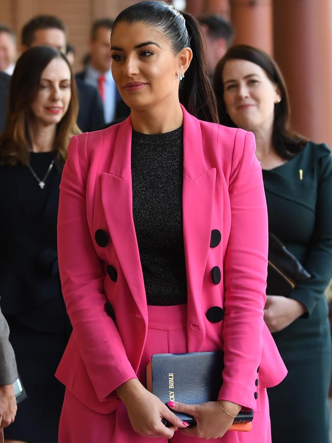 Eleni Petinos arrives for the opening of parliament with other MPs. Picture: AAP Image