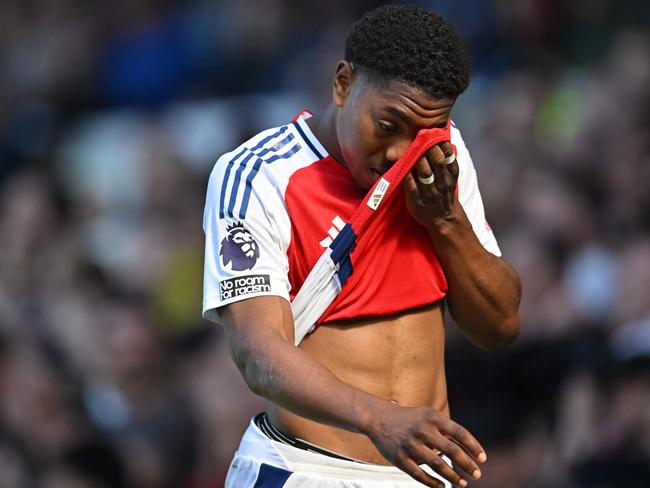 Myles Lewis-Skelly drew the ire of the referee as Arsenal drew 1-1 with Everton. Picture: Andy Buchanan/AFP
