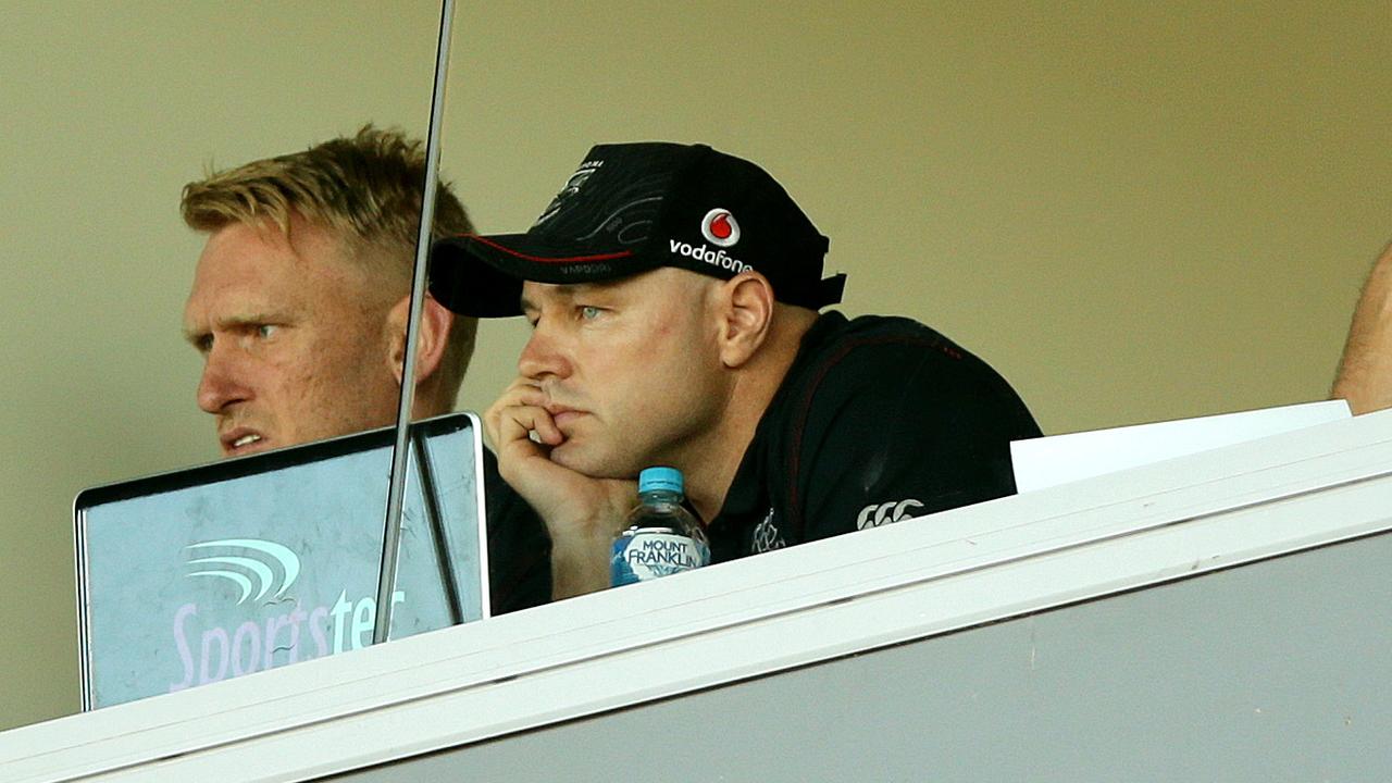 Andrew Webster (left) alongside former Warriors coach Andrew McFadden. Picture: Gregg Porteous