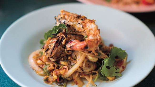 Chargrilled spicy prawn salad (Goong pla). Picture: Alan Benson