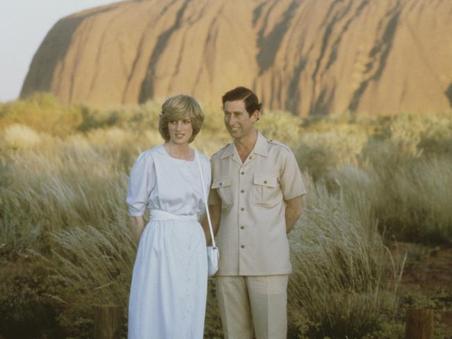 Prince Charles and Princess Diana at Uluru in 1983. Picture: Getty