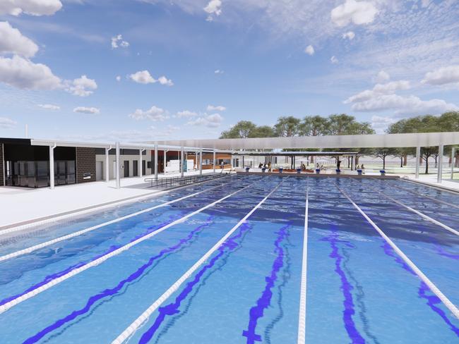 An artist's impression of the Boyne Tannum Aquatic Recreation Centre pool. The project is moving to a new site at Arthur Street, Boyne Island.