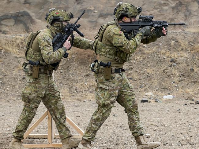 Australian Army soldiers from the 5th Battalion Royal Australian Regiment at the range in Camp Qargha, Afghanistan. *** Local Caption *** Members of Force Protection Element 12 (FPE-12) are deployed to Camp Qargha, Kabul to provide protection to Australian Defence Force (ADF) and Coalition advisors conducting their train, advise and assist mission at the Afghan National Army Officer Academy (ANAOA), Command and Staff Academy (CSA), and the Afghan National Army Sergeant Major Academy (ANASMA).  FPE-12 Guardian Angels comprise Australian Regular Army and Army Reserve soldiers skilled in providing a secure and safe environment for advisors to conduct their engagement alongside their Afghan partners.  Australiaâs role at ANAOA and ANASMA is part of the ADFâs contribution to the NATO-led Resolute Support mission.  Australia continues to contribute to the security and stability of Afghanistan through  Operation Highroad and as part of the NATO-led Resolute Support mission.