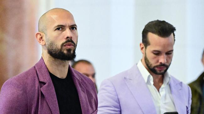 Andrew and Tristan Tate are pictured inside The Court of Appeal in Bucharest, Romania on December 10. Picture: Daniel Mihailescu/AFP