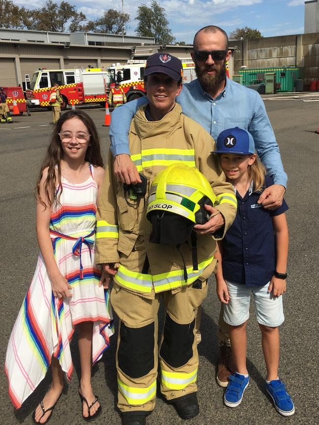 Ms Hyslop with husband Craig and children Madeline and Xander.