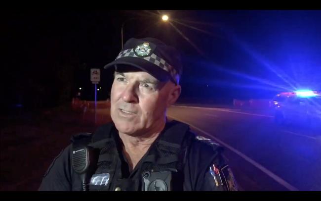 Mackay District Duty Officer Senior Sergeant Mark Sweetnam at the scene of a fatal pedestrian collision on Eimeo Rd at Rural View. The woman, 33, from Mackay was struck and killed by a passing vehicle about 7.20pm Wednesday, July 15.