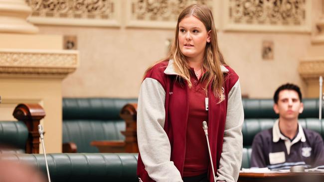 Student Kaylee Trenerry at Teen Parliament. Picture: Russell Millard