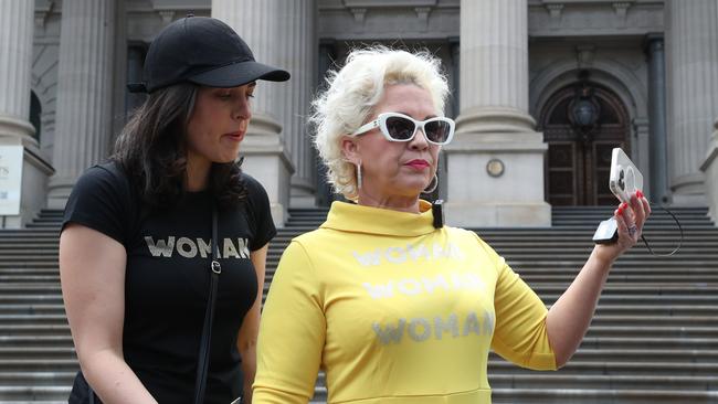 Moira Deeming with Kellie-Jay Keen at the Melbourne Let Women Speak rally in March 2023. Picture: NCA NewsWire/David Crosling