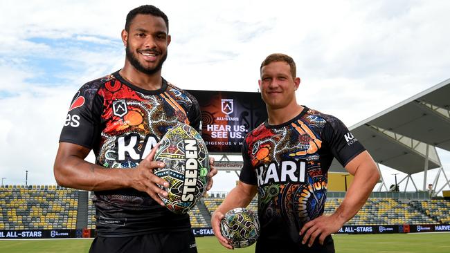 NRL All Stars contenders and Cowboys Hamiso Tabuai-Fidow and Reuben Cotter. Picture: SCOTT DAVIS/NRL PHOTOS