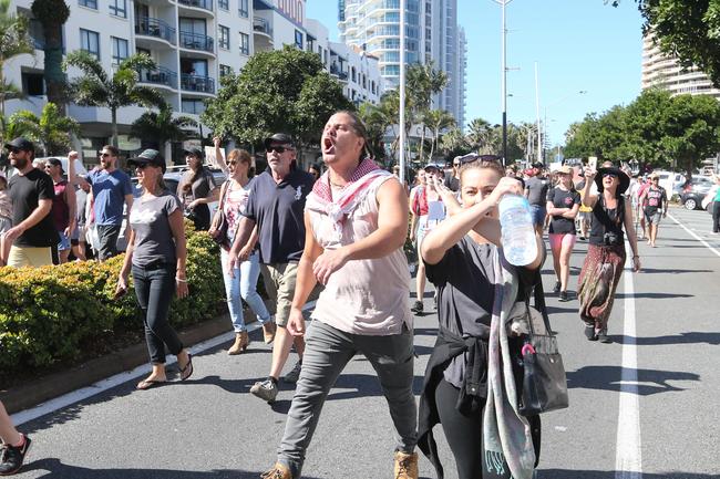 People in the Tweed are protesting the border restrictions. 22 August 2021 Coolangatta Picture by Richard Gosling