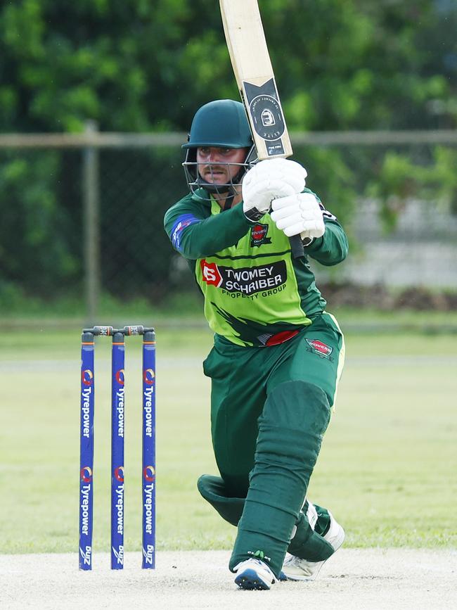 Rovers' Andrew Phelps bats in the Cricket Far North 40 overs match between the Cairns Rovers and Norths, held at Griffiths Park, Manunda. Picture: Brendan Radke