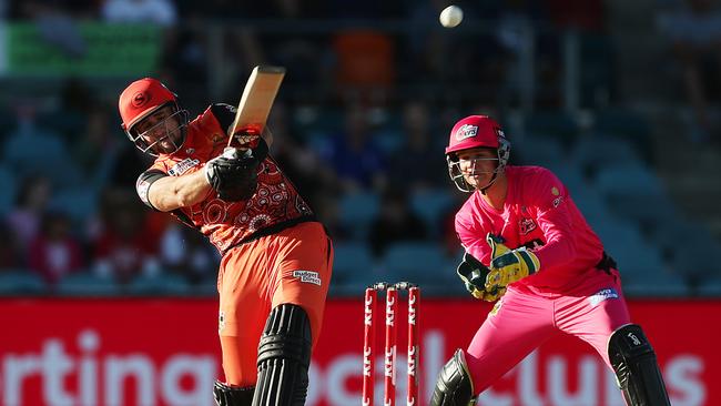 Liam Livingstone smacked Steve O’Keefe, with 27 runs scored in a single over. Picture: Getty Images.