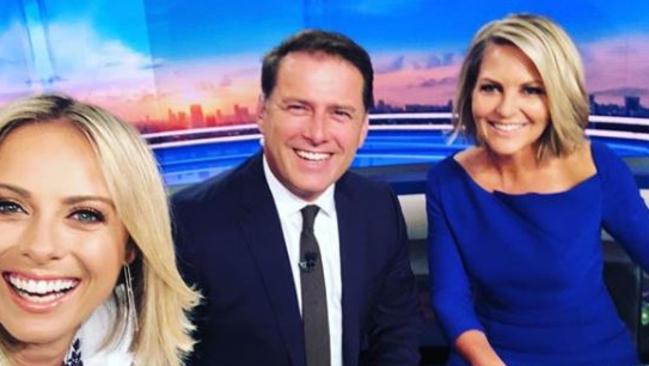 Georgie Gardner at her first day at work with co-host Karl Stefanovic and Sylvia Jeffreys.