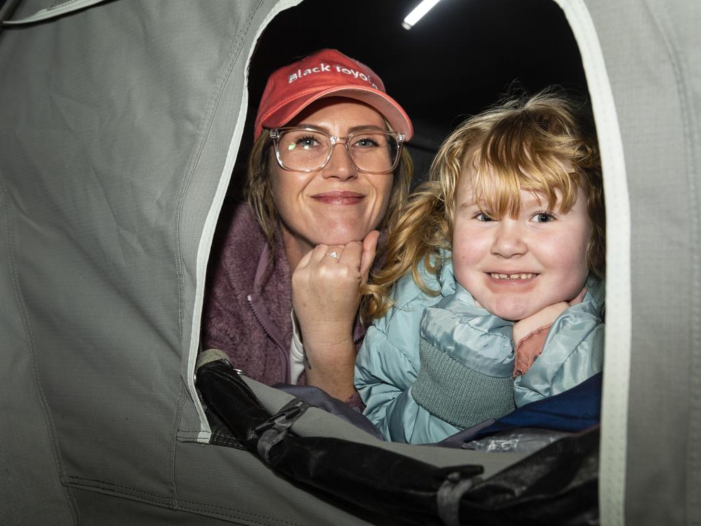 Hannah Time (left) and Macy Dymke at the Queensland Outdoor Adventure Expo at the Toowoomba Showgrounds, Saturday, July 30, 2022. Picture: Kevin Farmer