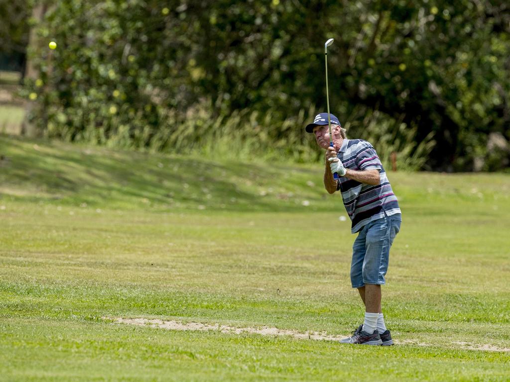 Steve Quinlivan playing at the reopened Helensvale Golf Club. Picture: Jerad Williams