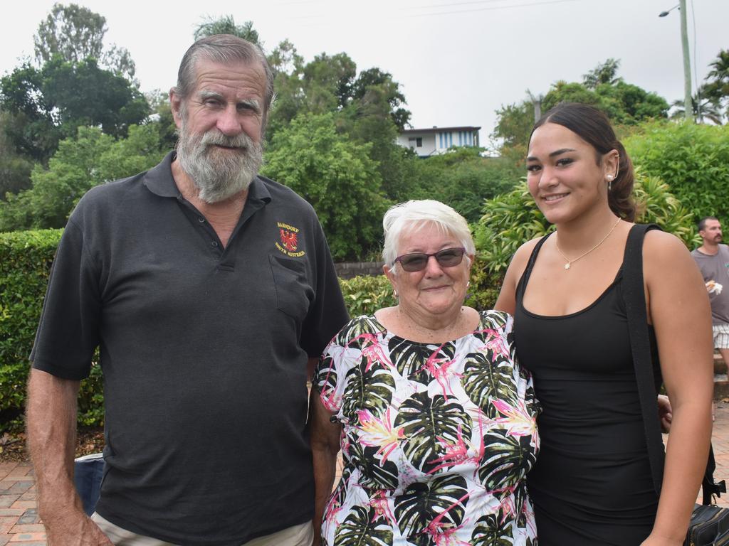 Bryan and Barbara Ross with Leilani Penaia at the CQ Capras versus Mackay Cutters under-17 and under-19 pre-season trials at Rugby Park, Rockhampton, on February 1, 2025.