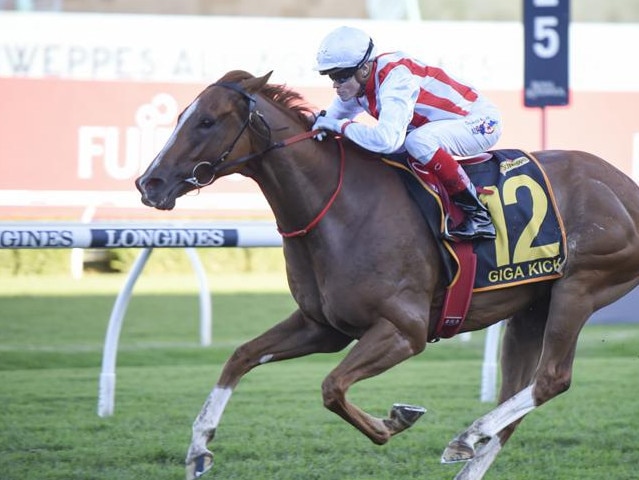 Giga Kick wins the All Aged Stakes at Randwick in 2023. Picture: Bradley Photos
