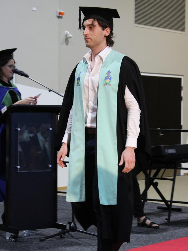 Samuel Elphinstone graduated with a Bachelor of Nursing at the CQUniversity graduation ceremony in Bundaberg on December 14, 2023.