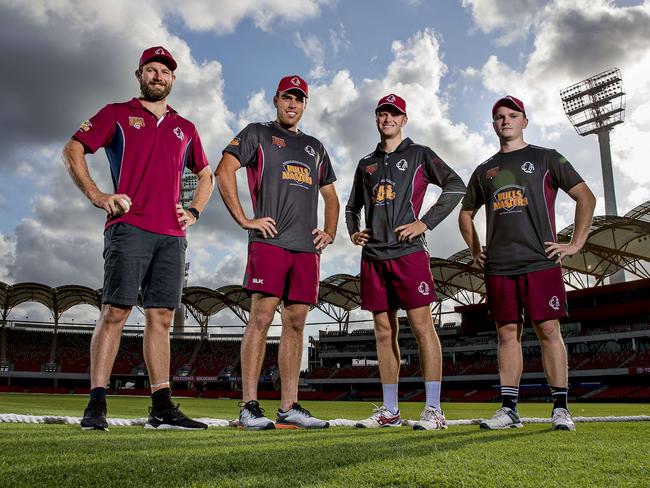 Gold Coast Dolphins Michael Neser, Xavier Bartlett, Matthew Kuhnemann, and Max Bryant are in the Queensland squad for tomorrow's one-dayer against South Australia at Metricon Stadium. Picture: Jerad Williams