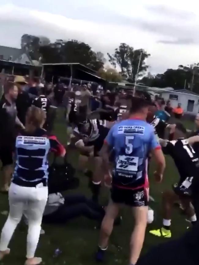 Footy brawl in a match between Dora Creek and West Wallsend, Picture: Adam Murray