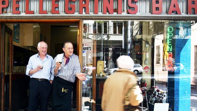 Pellegrini’s espresso bar had one of Melbourne’s first espresso machines when it opened in 1954. Picture: HWT Library.