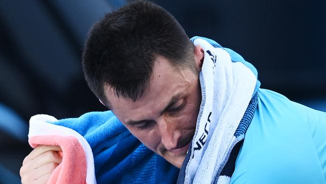 Bernard Tomic after losing to Denis Shapovalov. Picture: Getty Images