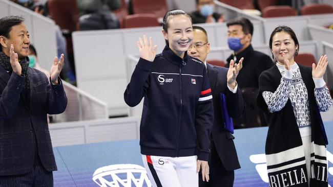 An image released by the editor-in-chief of China's state-owned Global Times released pictures purportedly showing Peng Shua at the opening ceremony of a junior tennis tournament in Beijin. Picture: Eyepress via Reuters.