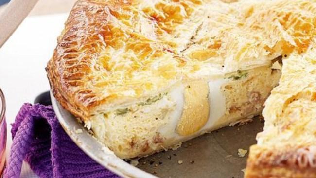 This old-fashioned bacon and egg pie is delectable