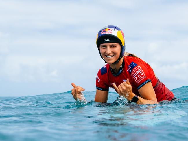 Molly Picklum surfs in Heat 4 of the Quarterfinals. Picture: Tony Heff/World Surf League.