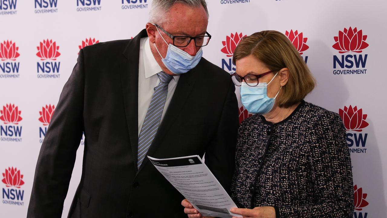 NSW Health Minister Brad Hazzard and chief health officer Kerry Chant gave an update on coronavirus on Tuesday. Picture: NCA Newswire / Gaye Gerard