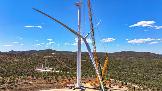 First turbine installed at Clarke Creek Wind Farm. Picture: Contributed