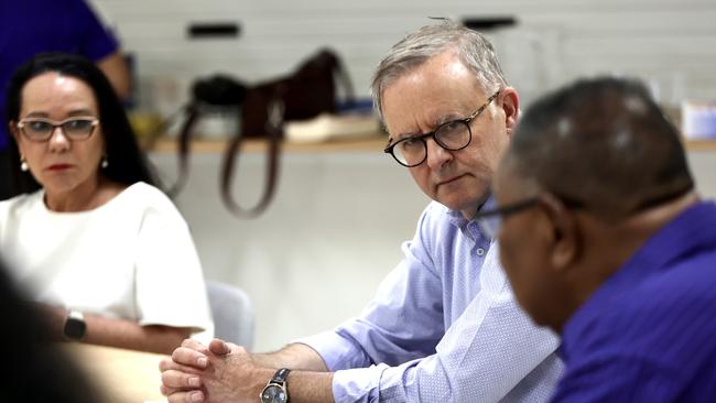 Prime Minister Anthony Albanese visited the Torres Strait on Thursday afternoon along with Minister Linda Burney and Senator Nita Green to discuss Voice to Parliament. Picture: Supplied