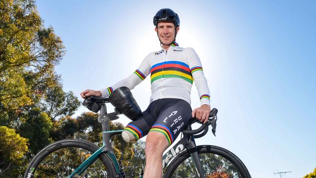 After the crash – in which he lost his right leg – Darren Hicks became a Paralympic cyclist. Picture: Brenton Edwards