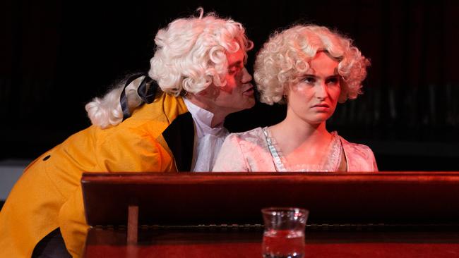 Ben Francis as Mozart and Kate Owen as his wife Constanze in Amadeus, by Independent Theatre. Picture: Jacqui Munn, supplied