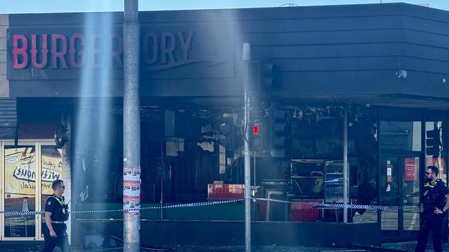 The Burgertory store in Caulfield went up in flames on Friday. Picture: Supplied