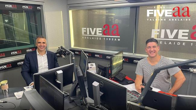 Peter Malinauskas and Will Goodings in the studio. Picture: FIVEaa