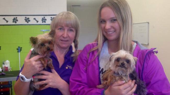 Happy Dog salon's Lianne and Ellie Kent with Pistol (left) and Boo who belong to Johnny Depp and his wife Amber Heard. Photo: Lianne Kent