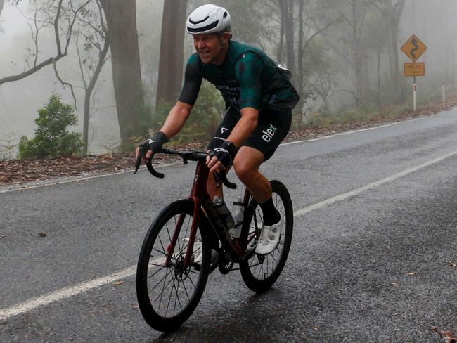 Ryan O'Keefe competes last month at the Tour of Bright. The former Norm Smith Medallist is now racing in cycling. Picture: Richard Scriven.