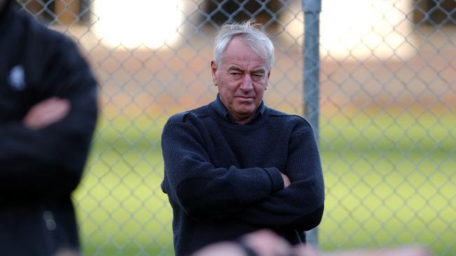 Former All Blacks coach Laurie Mains is a spectator during training at Logan Park in Dunedin.