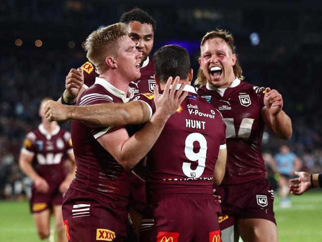 SOO 2024 RD01 NEW SOUTH WALES V QUEENSLAND - BEN HUNT, TRY CELEB. Pic: NRL Imagery / Brett Costello