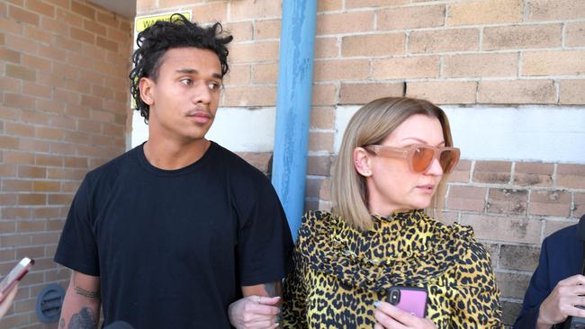 Sailor was met at the doors of Wollongong Police Station by his mum Tara before his dad Wendell picked them up. Picture: NCA NewsWire / Simon Bullard.